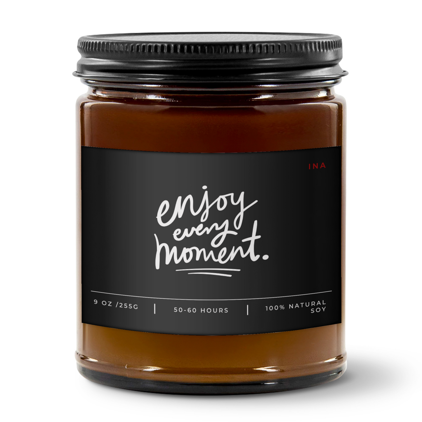 ENJOY EVERY MOMENT | Amber | Premium Hand-Poured Soy Wax | Wellness Candle for Self-Love