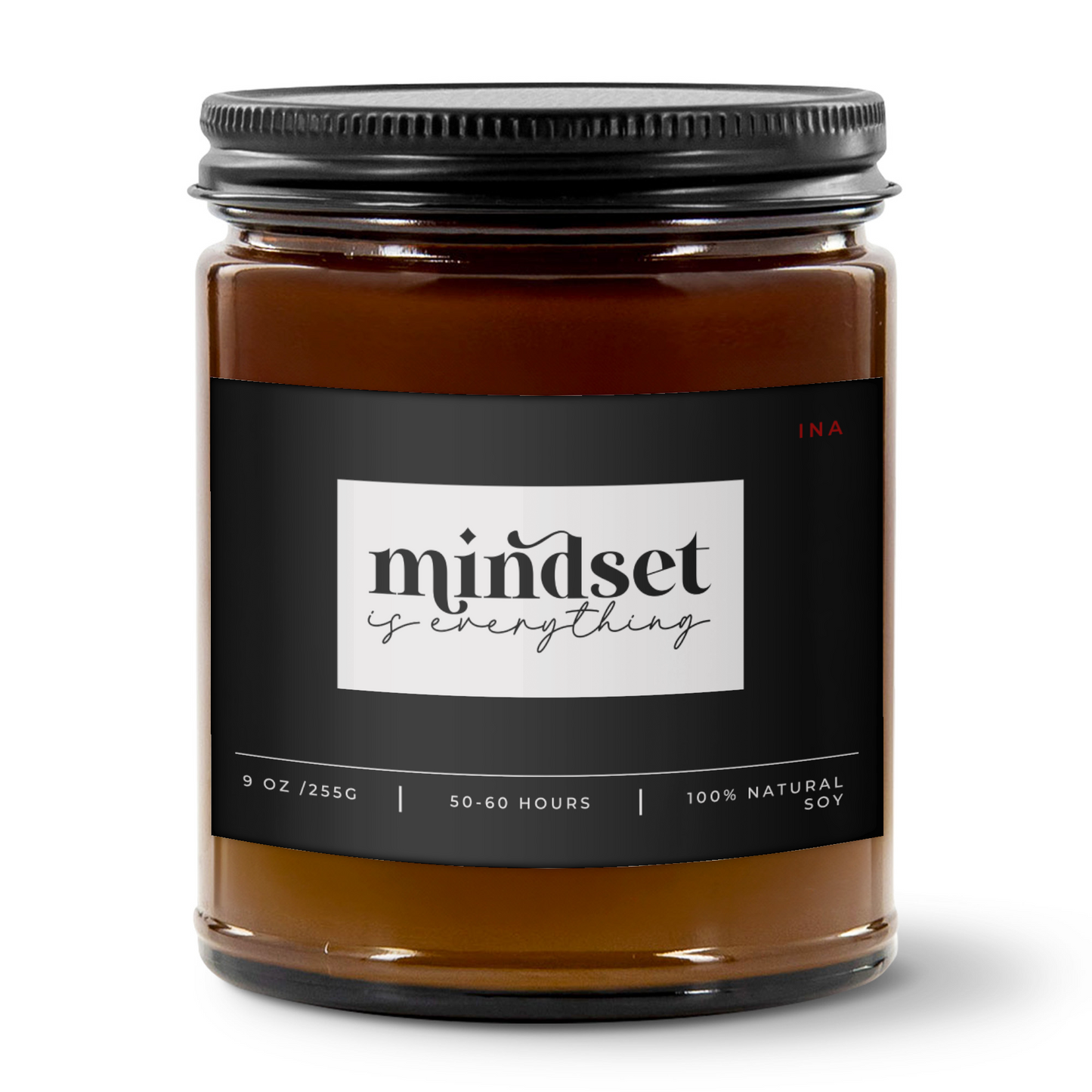 Mindset Is Everything | Amber | Premium Hand-Poured Soy Wax | Wellness Candle for Self-Love Success Active