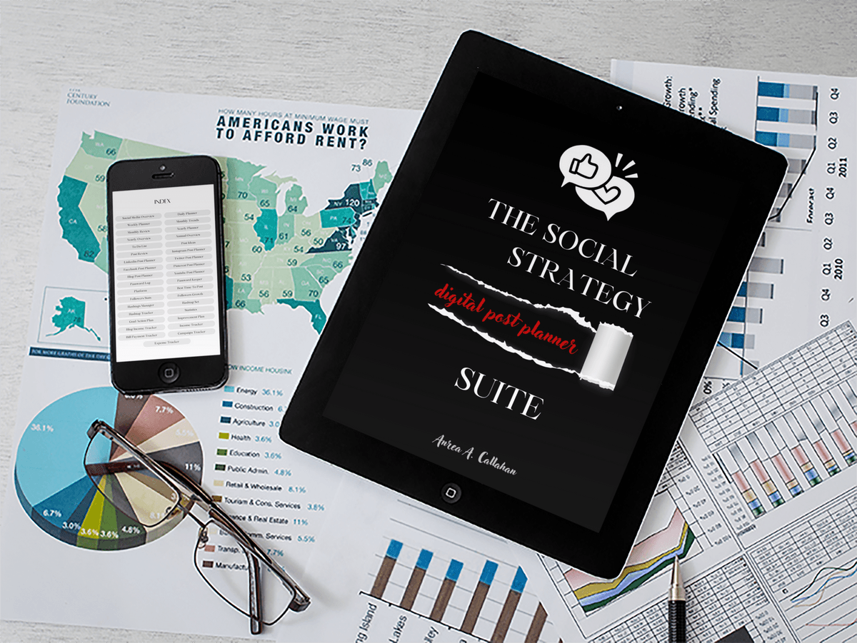 The Social Strategy Digital Post Planner Suite by Andrea Callahan opened in an ipad