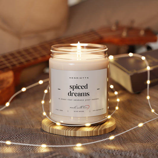 Spiced Dreams Scented 9oz. Soy Candle, Eco-Friendly Aromatherapy, Relaxing Home Decor, Perfect for Gifting, Spa & Self-Care