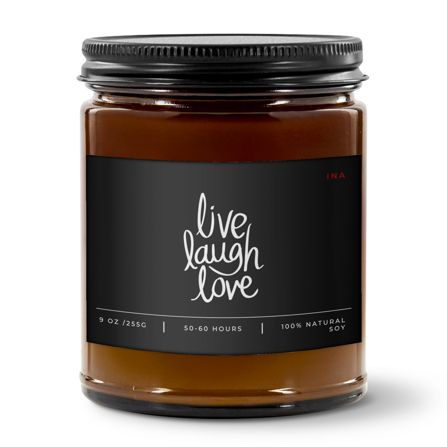 LIVE LAUGH LOVE | Amber | Premium Hand-Poured Soy Wax | Wellness Candle for Self-Love