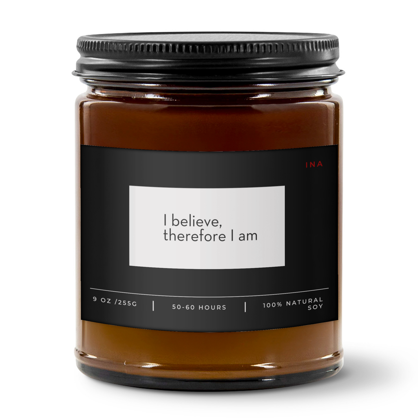 I Believe Therefore I Am | Amber | Premium Hand-Poured Soy Wax | Wellness Candle for Self-Love