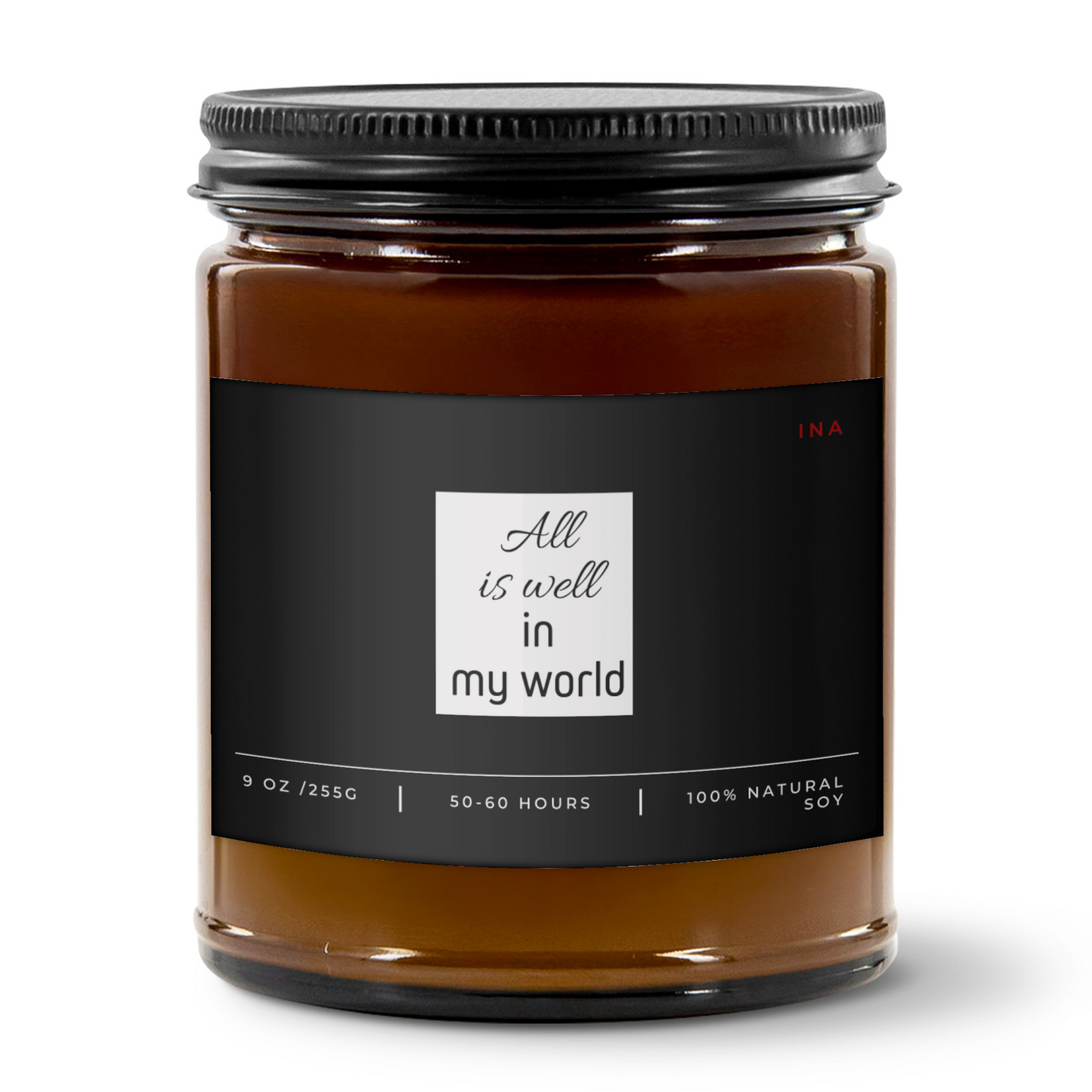 All Is Well In My World | Amber | Premium Hand-Poured Soy Wax | Wellness Candle for Self-Love